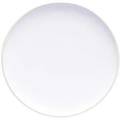 Assiette plate en faïence blanc avec liseré crème