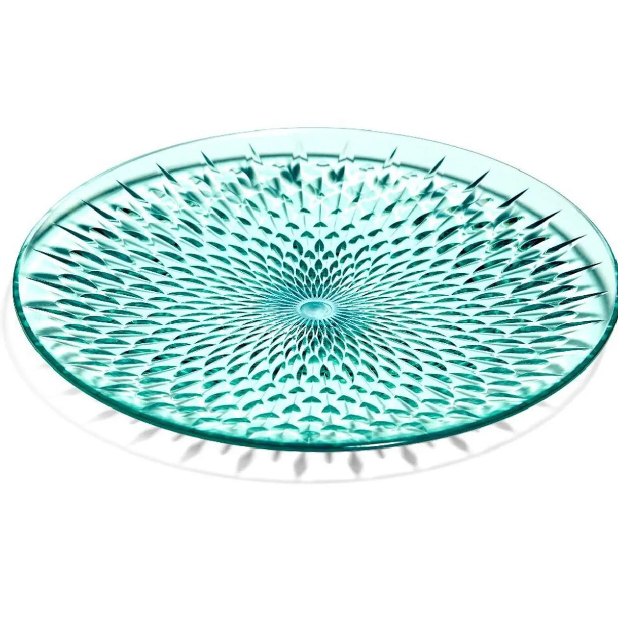 Assiette plate en plastique bleu effet martelé