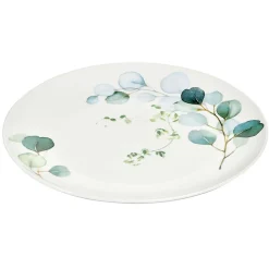 Assiette plate en porcelaine blanc et vert