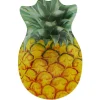 Assiette plate en verre forme ananas jaune vert