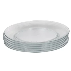 Assiette plate en verre transparent x6