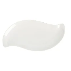 Assiette plate forme feuille blanche