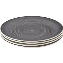 Assiette plate gris effet spirale x4