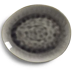 Assiette plate grès effet artisanal 28,5x24cm