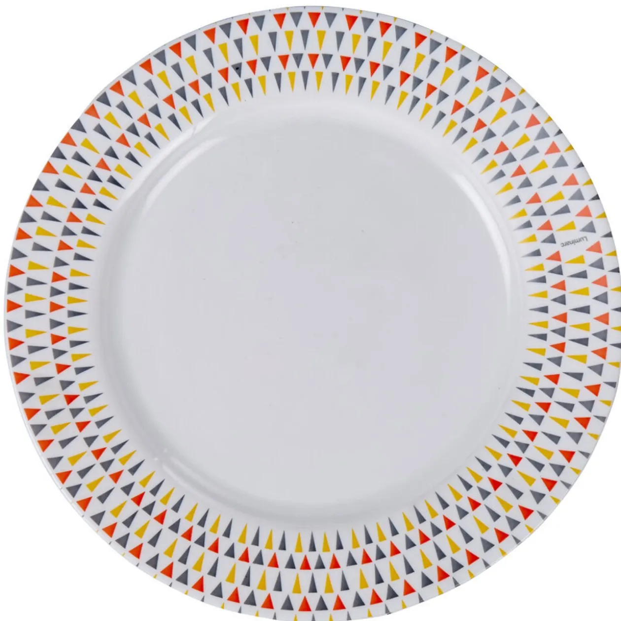 Assiette plate Luminarc ronde triangles rose gris jaune