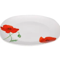 Assiette plate motif coquelicot