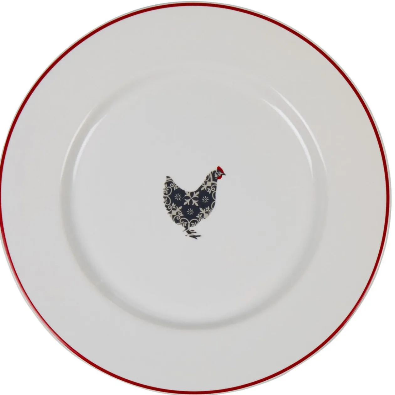 Assiette plate motif poule