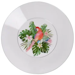 Assiette plate plastique perroquet exotique