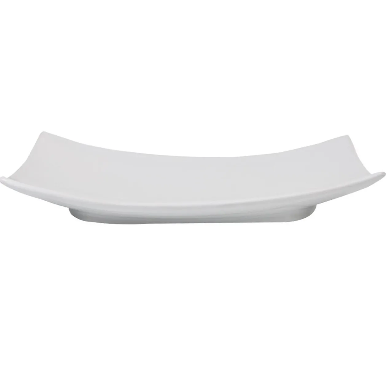 Assiette plate rectangulaire blanche incurvée