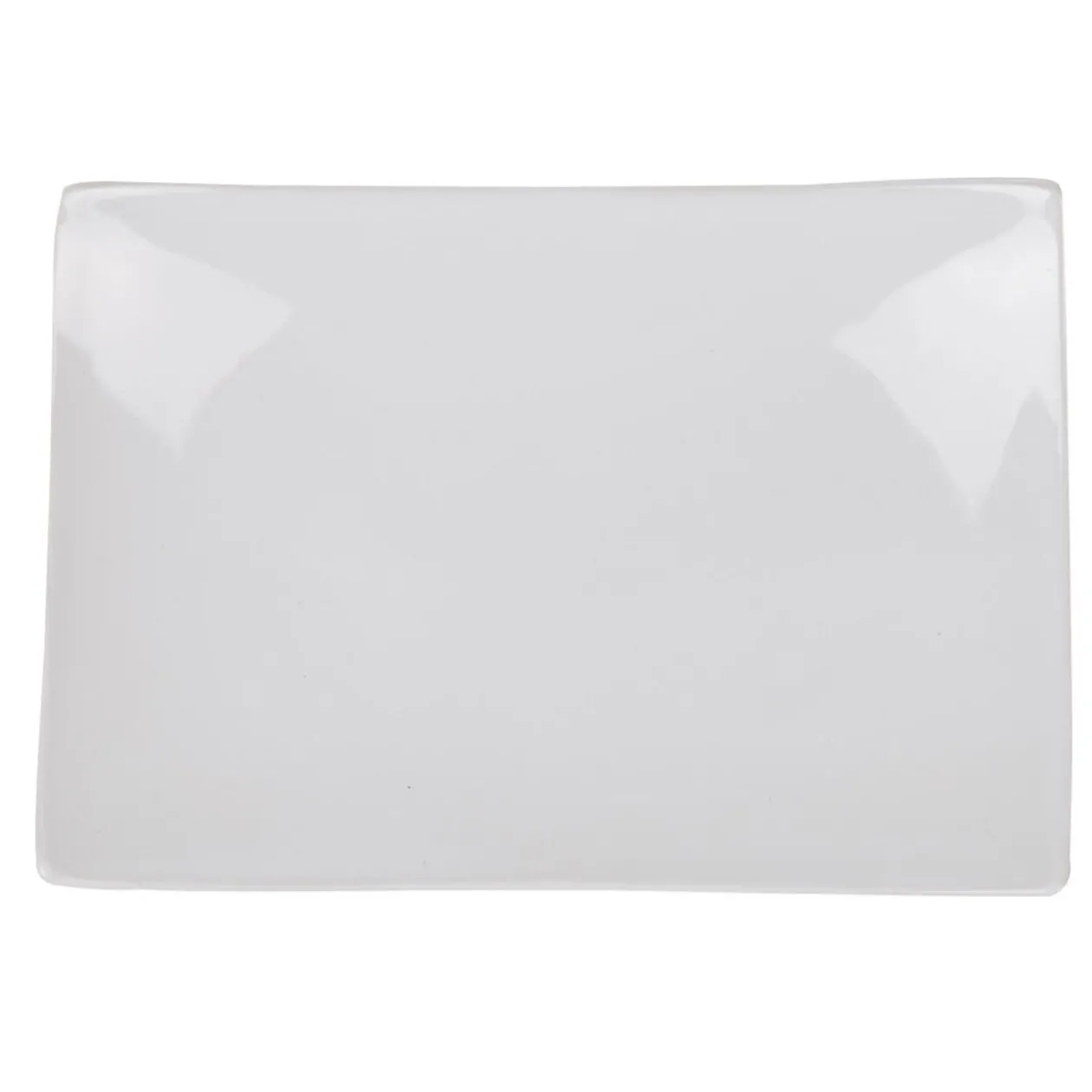 Assiette plate rectangulaire blanche incurvée