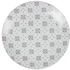 Assiette plate ronde blanche motif fleurs violettes