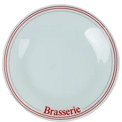 Assiette plate ronde blanche décor brasserie