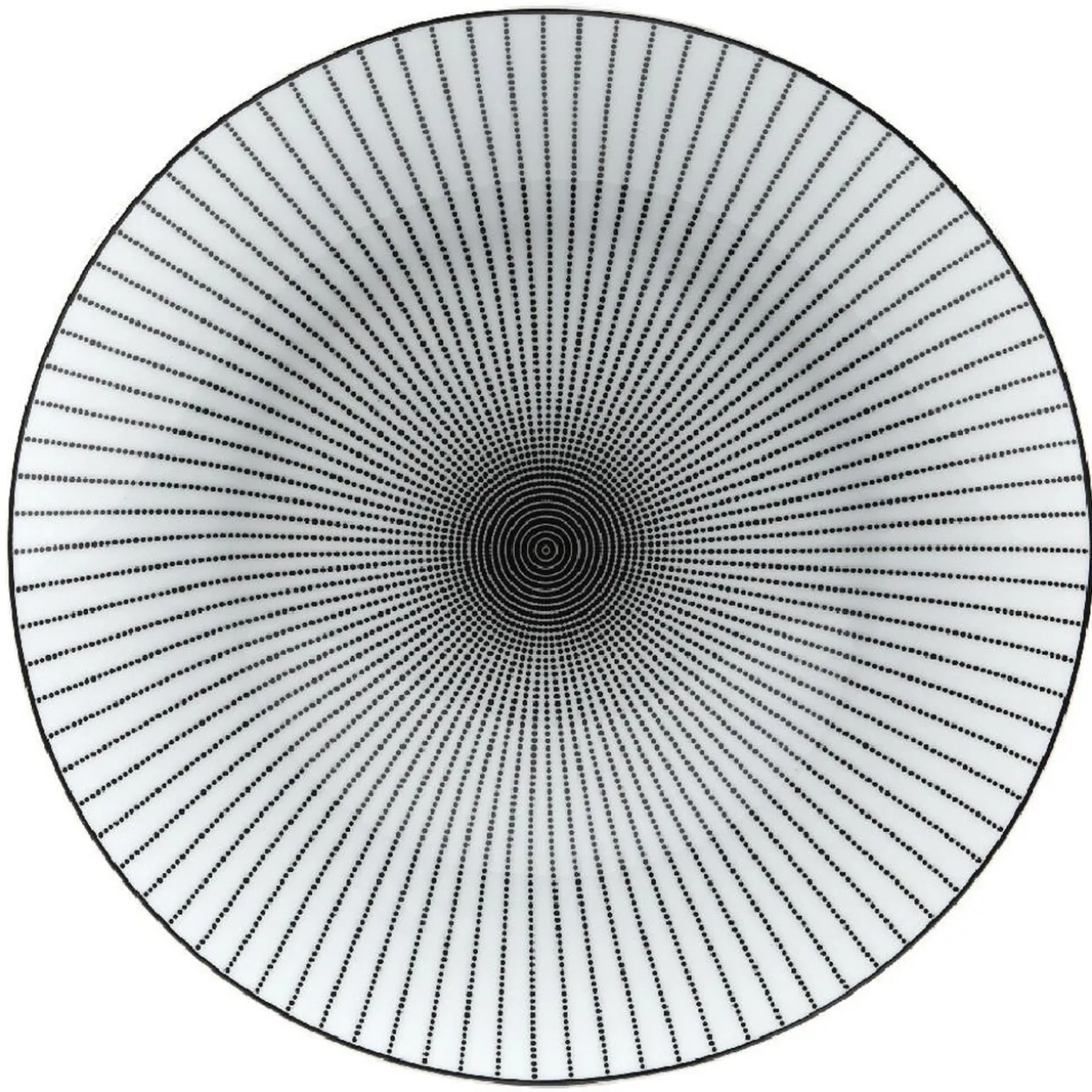 Assiette plate ronde blanche rayon noir