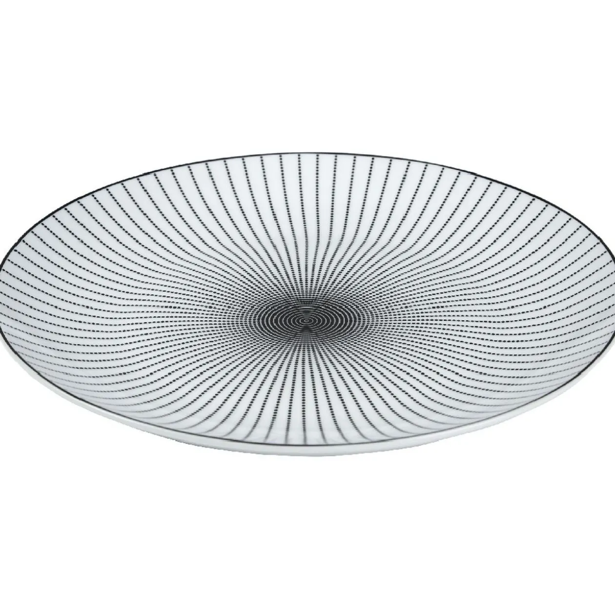 Assiette plate ronde blanche rayon noir