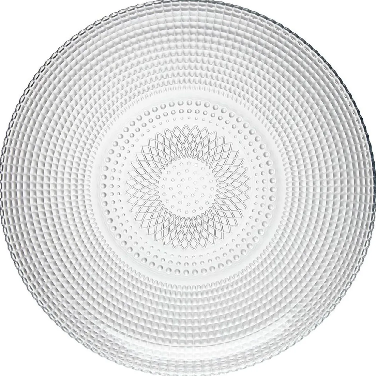 Assiette plate ronde effet relief blanc transparent Ø26,8 cm