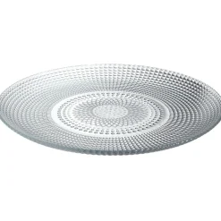 Assiette plate ronde effet relief blanc transparent Ø26,8 cm