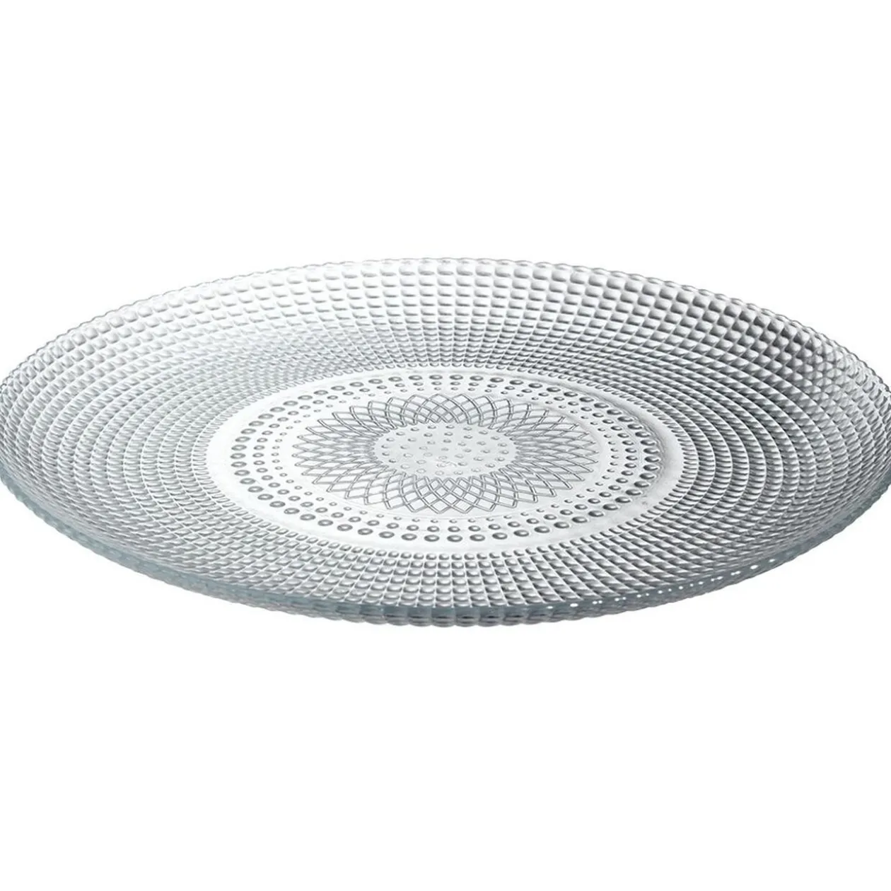 Assiette plate ronde effet relief blanc transparent Ø26,8 cm
