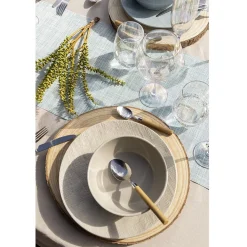 Assiette plate ronde en grès relief gris