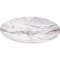 Assiette plate ronde motif marbre gris et blanc