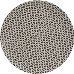 Assiette plate ronde motif géométrique noir et blanc