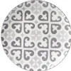 Assiette plate ronde motif carreau de ciment gris et blanc