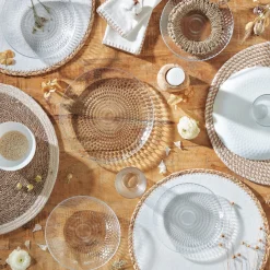 Assiette plate ronde Pampilles blanc transparent Ø 25 cm