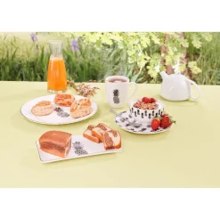 Assiette plate ronde porcelaine blanc style tropical ananas