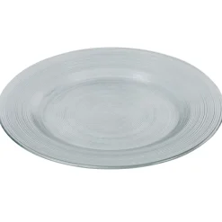 Assiette plate ronde transparente striée