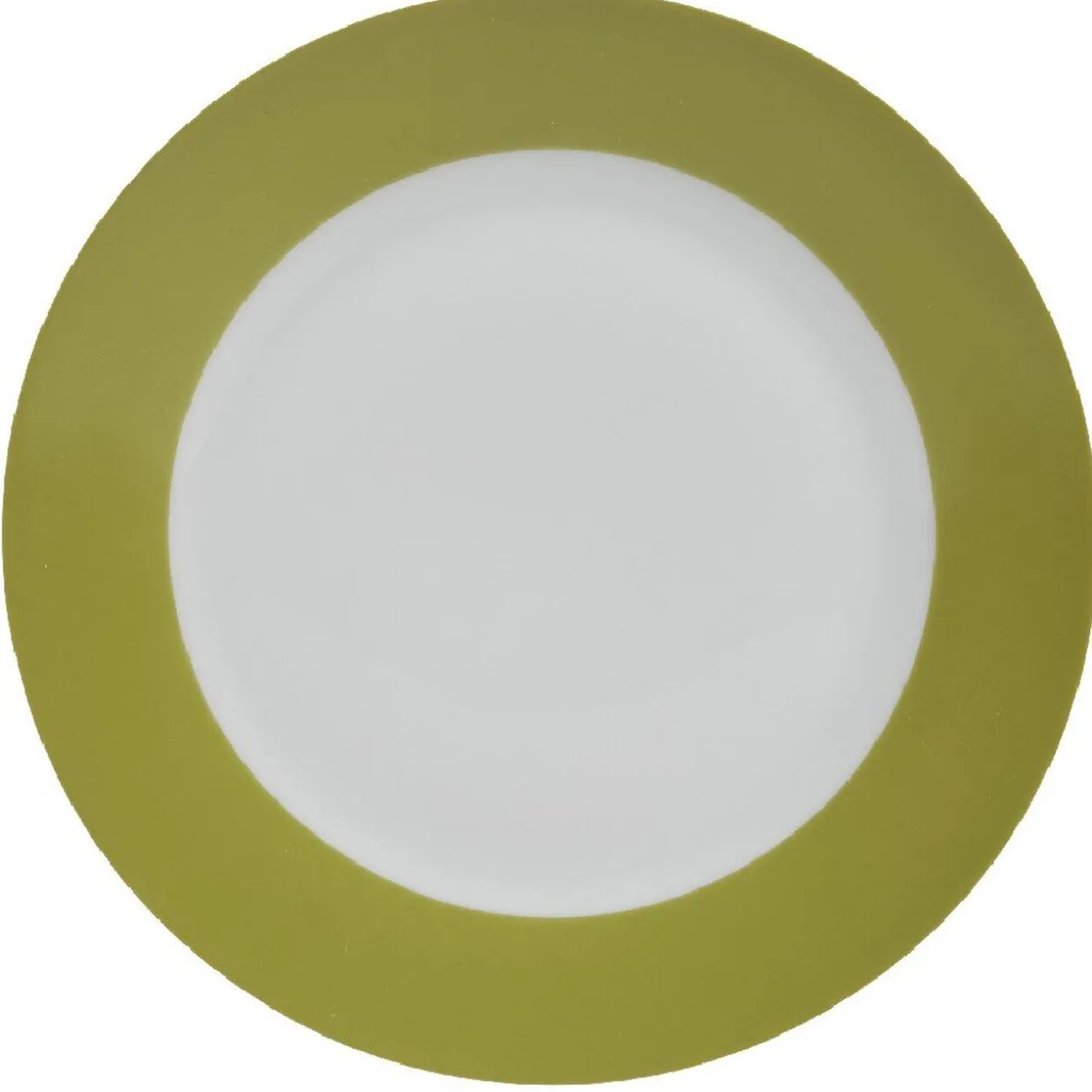 Assiette plate ronde verte et blanche