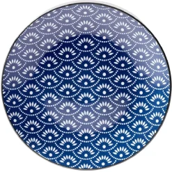 Assiette plate style japonais porcelaine bleu blanc