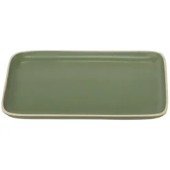 Assiette rectangulaire faïence vert 28,5x19,5cm