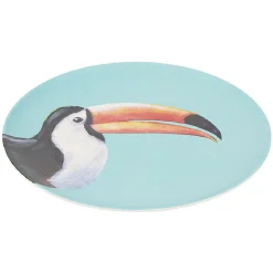 Assiette ronde en résine mélaminée design exotique