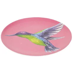 Assiette ronde en résine mélaminée design exotique