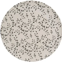 Assiette ronde fibre de bambou motif tiges et feuilles