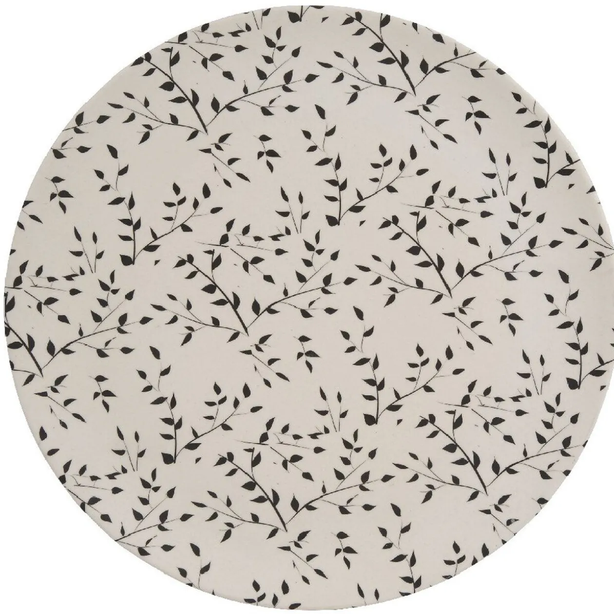 Assiette ronde fibre de bambou motif tiges et feuilles