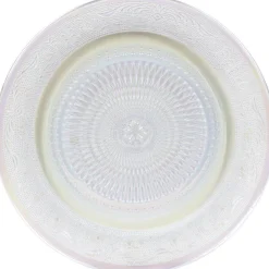 Assiette ronde plate décor ciselé design irisé