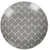 Assiette ronde plate porcelaine zig zag blanc gris