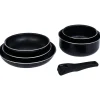 Batterie de cuisine 6 pièces aluminium noir