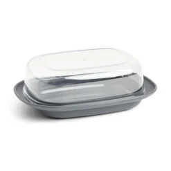 Beurrier plastique sans BPA transparent ou gris 17,4x12,5xH6cm
