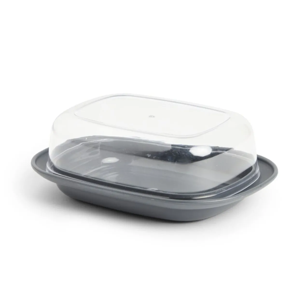 Beurrier plastique sans BPA transparent ou gris 17,4x12,5xH6cm