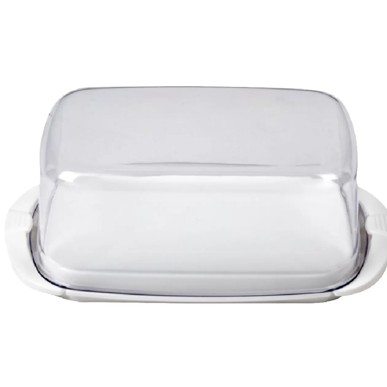 Beurrier socle blanc avec couvercle transparent