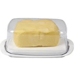 Beurrier socle blanc avec couvercle transparent
