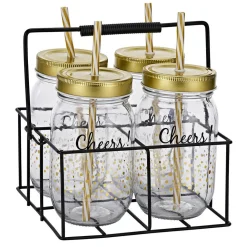 Bocal avec paille et support x4