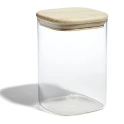 Bocal de conservation 1L en verre avec couvercle en bois