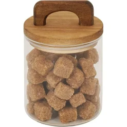 Bocal de conservation 500ml en verre avec couvercle en bois Ø9,5xH10cm