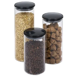 Bocal en verre avec couvercle x3