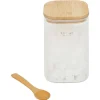 Bocal en verre transparent 1L avec couvercle et cuillère en bambou