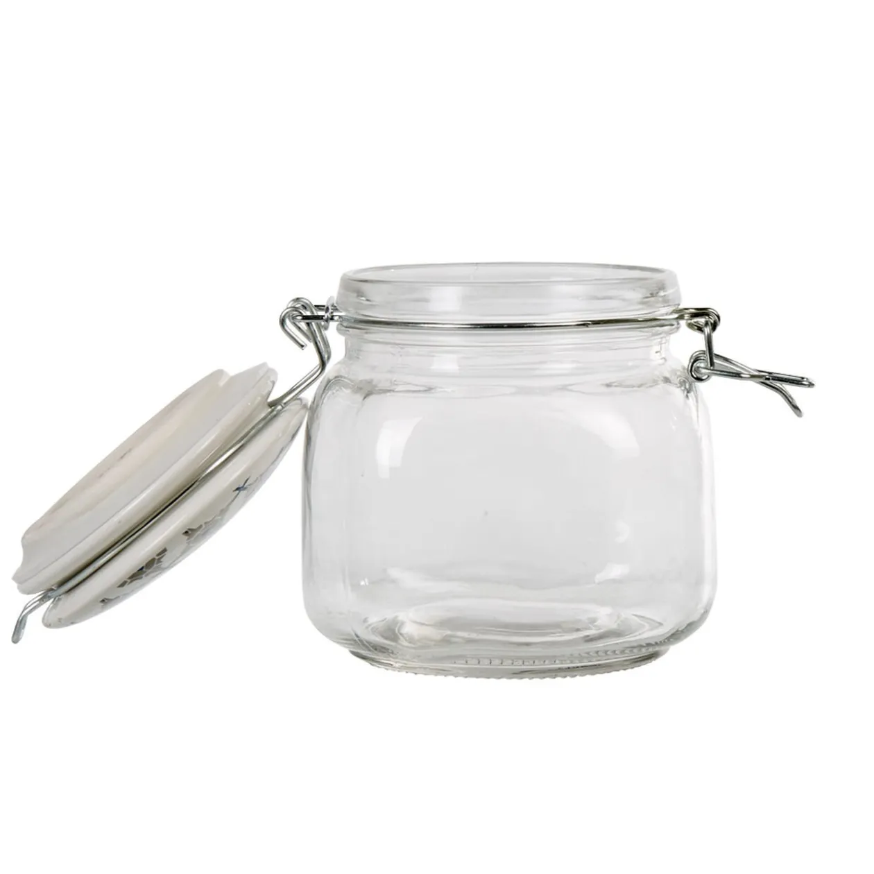 Bocal hermétique carré en verre couvercle motif ciment 750ml