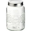 Bocal hermétique rond transparent avec couvercle en métal H13 cm