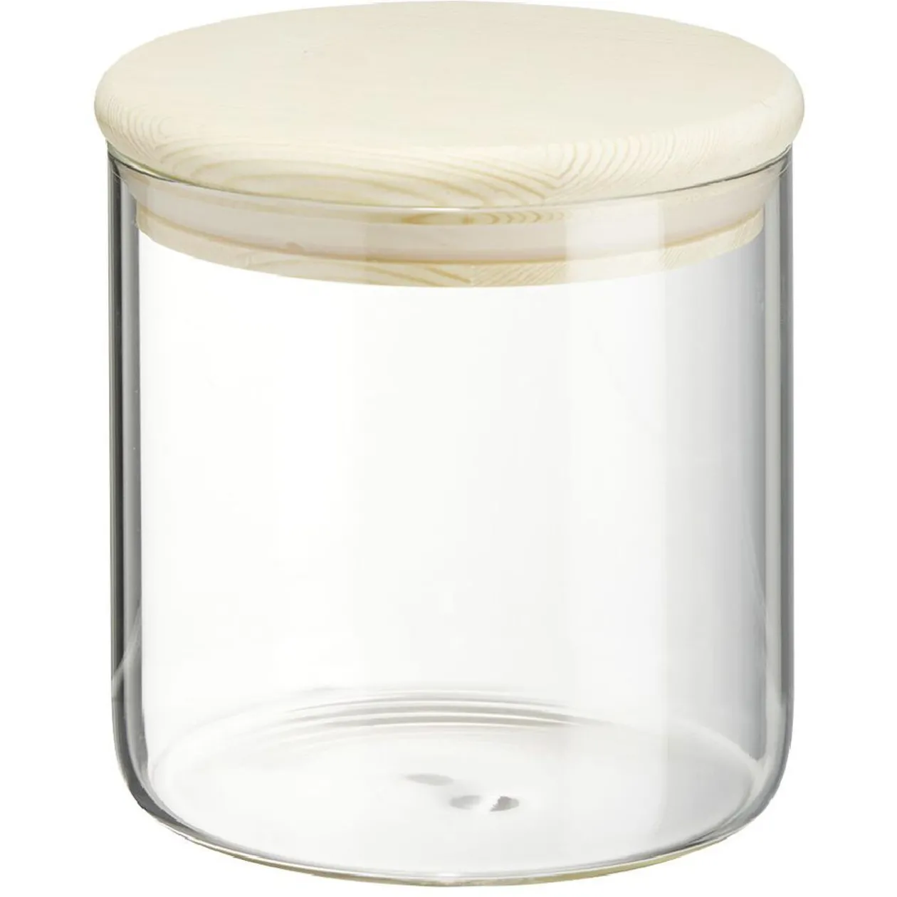 Bocal rond transparent avec couvercle en bois 0,6L